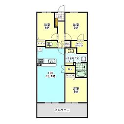 パークナード栃木駅前サーパスレジデンス 3LDKの間取図画像