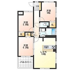 アゼリアコート宿郷 3LDKの間取図画像