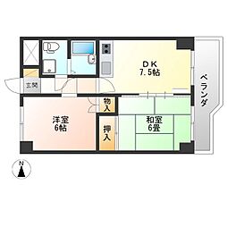 プラトー星 2DKの間取図画像