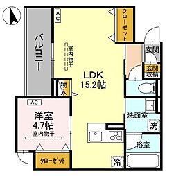 D-Imparable 1LDKの間取図画像