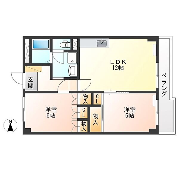 宇都宮東ハイツ 402｜栃木県宇都宮市東宿郷３丁目(賃貸マンション2LDK・4階・56.70㎡)の写真 その2