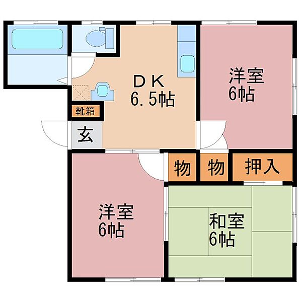 ヴェルデ若松原 101｜栃木県宇都宮市若松原１丁目(賃貸アパート3DK・1階・47.97㎡)の写真 その2