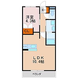 イーストヒルズ宿郷 1LDKの間取図画像