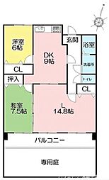 リベラル・一ツ葉 2LDKの間取図画像