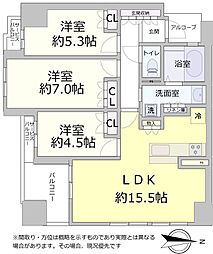 グレイスロワ福島 3LDKの間取図画像