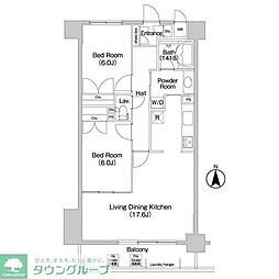 コンフォリア新子安 4階2LDKの間取り