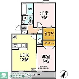 フォレストリーフ 2LDKの間取図画像