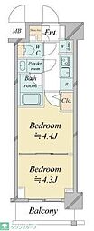 ドゥーエ新横浜 2Kの間取図画像