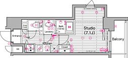グランドガーラ横濱山下町 1Kの間取図画像
