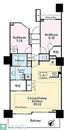 コットンハーバータワーズシーウエスト 2LDKの間取図画像