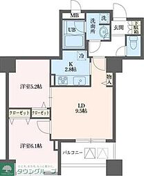 ドゥーエ横浜駅前 2LDKの間取図画像