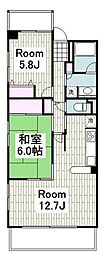 CASSIA横濱ガーデン山 2LDKの間取図画像