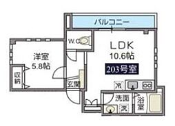 ラシーネOneParkPlace2 1LDKの間取図画像