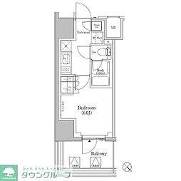 ザ・パークハビオSOHO新横浜 1Kの間取図画像