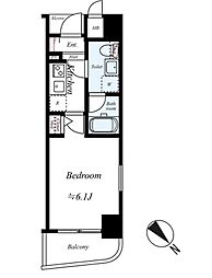 グリフィン横浜・桜木町駅前弐番館 6階1Kの間取り