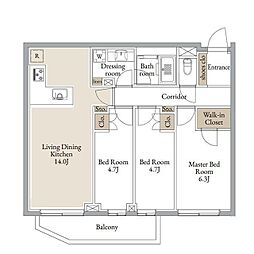 横浜市神奈川区松ケ丘マンション 3LDKの間取図画像