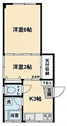 萩赤門ビル 2DKの間取図画像