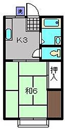 カワサキハイツ 1Kの間取図画像