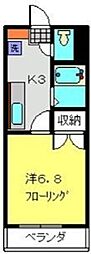 オークランドY.K 1Kの間取図画像