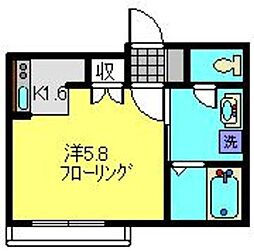 戸部ゆうす 1Kの間取図画像