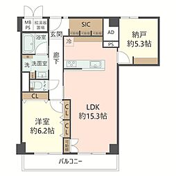 諏訪山スカイハイツ 1SLDKの間取図画像