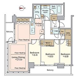 グランドメゾン新梅田タワーザクラブレジデンス 3LDKの間取図画像