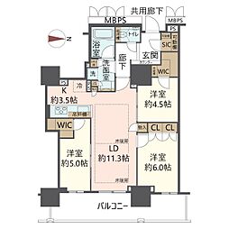 ローレルタワー堺筋本町 3LDKの間取図画像