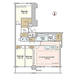 ライオンズマンション大阪スカイタワー 3LDKの間取図画像