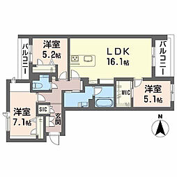 モンタージュ政所 3階3LDKの間取り