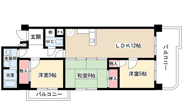 アルカディアII牧の里 205｜愛知県名古屋市名東区牧の里１丁目(賃貸マンション3LDK・2階・68.43㎡)の写真 その2