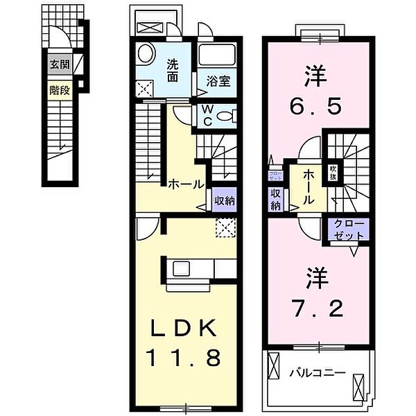 グリシーヌ1番館 202｜愛知県名古屋市名東区牧の原１丁目(賃貸アパート2LDK・2階・67.98㎡)の写真 その2