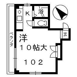 シェリーアルモン 1Kの間取図画像
