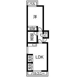 サンハイツ中駒 1LDKの間取図画像