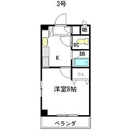 レージュウエスト 1Kの間取図画像