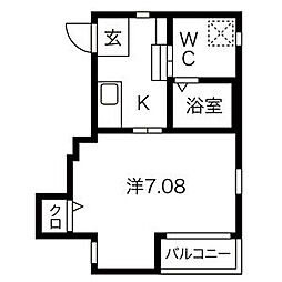 ソリッド中村公園 1Kの間取図画像