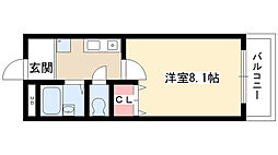 オアシス 1Kの間取図画像