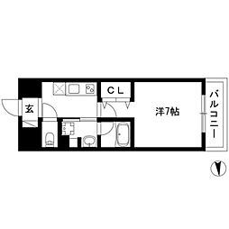ジュール亀島 1Kの間取図画像