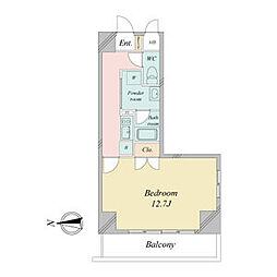 BSRESIDENCESAKAE 1Kの間取図画像