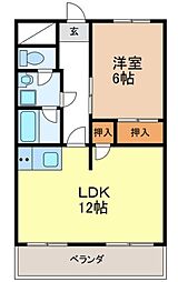 ヴィラ・フローラ 1LDKの間取図画像