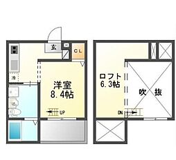 リゾレステ熱田 1Kの間取図画像
