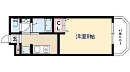 フローレス21 1Kの間取図画像