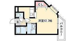 アルドールUTY ワンルームの間取図画像