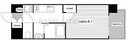 エステムコート名古屋栄プレシャス 1Kの間取図画像