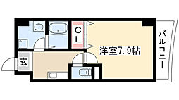アゲート白壁 1Kの間取図画像