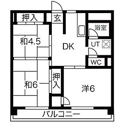 シャトー丸の内 3DKの間取図画像