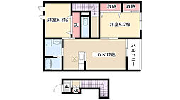 グランヴェル梅森坂 2LDKの間取図画像