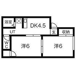 タウニィみどり 2DKの間取図画像