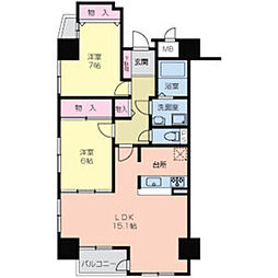 サムティイースト白壁 2LDKの間取図画像