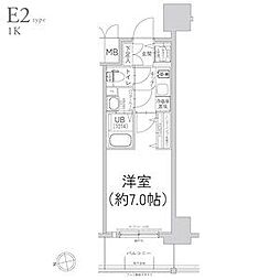 エスリード今池ルミナス 1Kの間取図画像