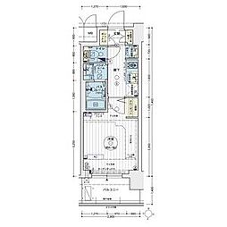 エステムコート名古屋栄プレシャス 1Kの間取図画像